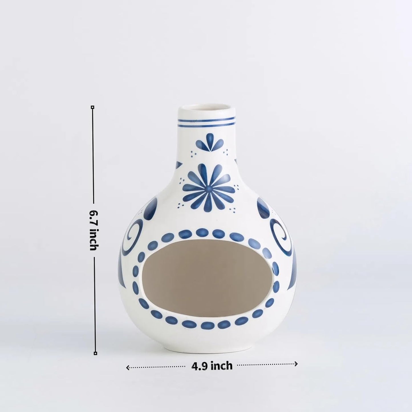 Handmade Ceramic Palo Santo Holder Burner & Sage Holder - Mini Tabletop Chiminea Burner Tray with Ash Catcher, Decorative Incense Holder for Spiritual Meditation & Yoga