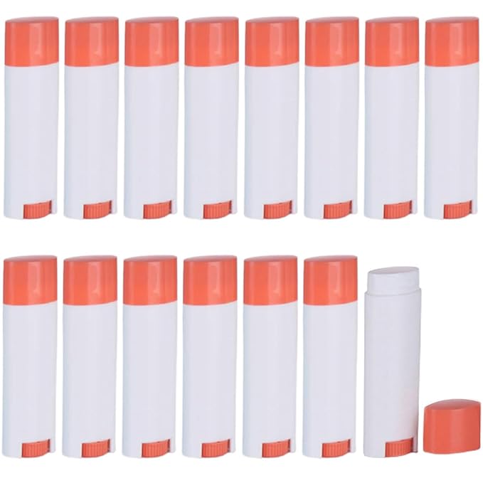 5ml 50Pcs Empty Oval Deodorant Lip balm Tubes Containers Twist-up Refillable Containers for Lipstick,Chapstick,Homemade Lip balm,DIY Deodorants(Pink White)