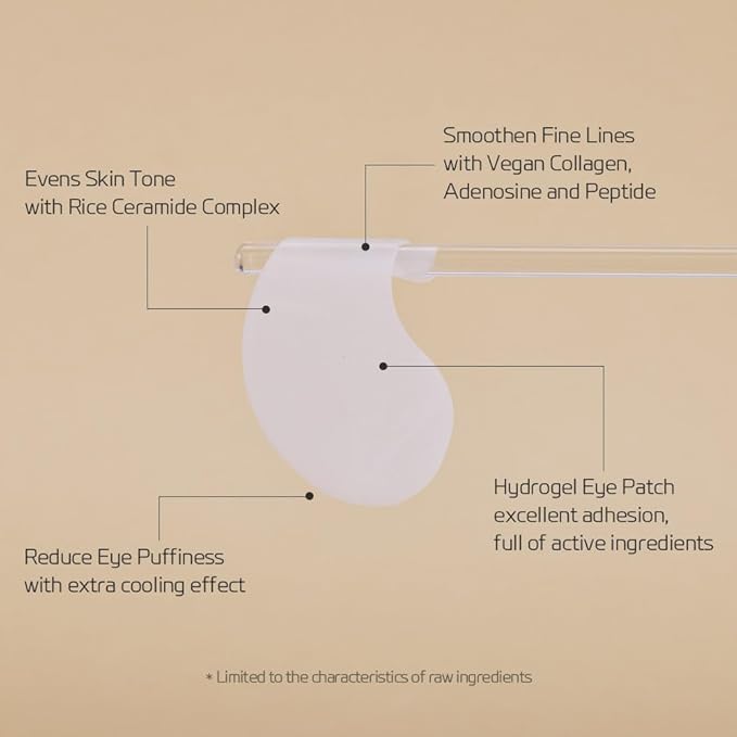 Firming Gel Eye Mask 60ea (30pairs) - Refreshing Hydrogel Eye Patch with Collagen, Peptide, Rice Ceramide, Lactobacillus Ferment for a Firm Eye Area, Reduces Fine Lines, Eye Bags, Puffy Eye