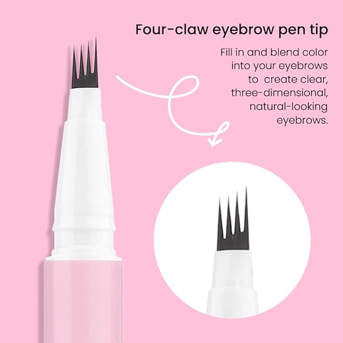 evpct Kaely 2Pcs Light Dark Brown Magic Microblading Eyebrow Contouring Pen Brow Pencil, with 4 Brush Micro-Fork-Tips Applicator, Dual-ended Eyebrow Brush, Hair Like Strokes, Natural Looking Brows