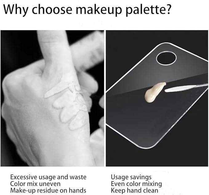 2pcs Acrylic Makeup Palette, Cosmetic Makeup Mixing Tray with 2pcs Spatula Tool, Foundation Makeup Palette for Nail Art Eye Shadow Pigment Blending (Rectangle)