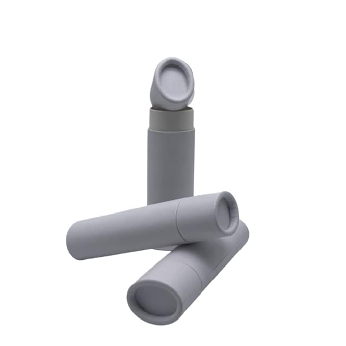 GreenWay 0.5oz / 15g Kraft Paperboard Lip Balm Tubes with Lids - 12 Pack Lip Gloss Tubes Refillable DIY Cosmetic Containers – Oval Shaped Lip Balm Containers Empty Holder Tubes - White