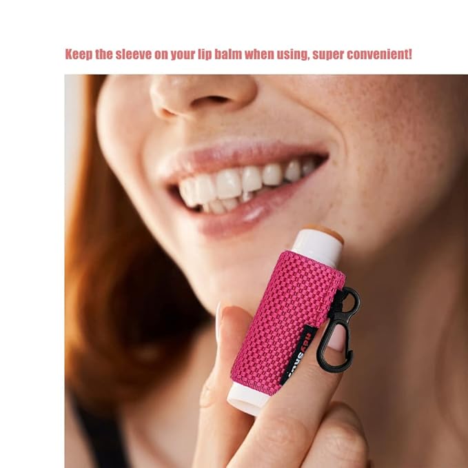 3PCS Lip Balm Holder Sleeves Keychain Lipstick Sleeves Lip Gloss HolderKeychain Chapstick Elastic Sleeves(Black/Brown/Blue)