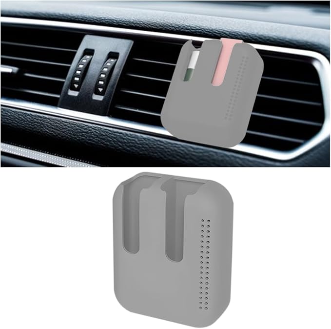Holder for Car Air Vent, Upright Washable Lip Balm Protector for Women Girls, Auto Interior Space Saving Accessories, Universal for Vehicle, Truck and More（Gray）