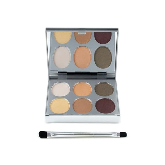 Jerome Alexander New Again Eyeshadow Palette & Brush, 6 Buildable & Blendable Micronized Powder Shades (Always Works)