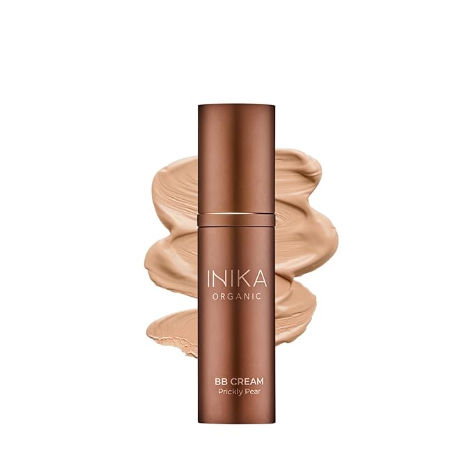 INIKA Organic BB Cream Foundation - Vegan Makeup with Hydrating Prickly Pear, Jojoba, and Pomegranate Seed Oil - Lightweight Glow for Balanced Skin Tone, Beige, 1 fl oz