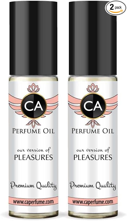 CA Perfume Impression of Estee L. Pleasures For Women Replica Fragrance Body Oil Dupes Alcohol-Free Essential Aromatherapy Sample Travel Size Concentrated Long Lasting Attar Roll-On 0.3 Fl Oz-X2