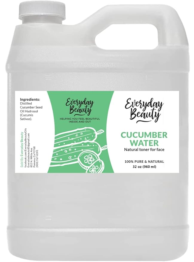 Cucumber Hydrosol Bulk - 32 oz All Natural Hydrating Spray Mist for Face and Hair - 100% All Natural Cucumber Water
