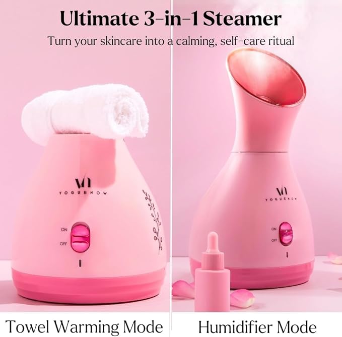 Facial Steamer Spa Kit with Complimentary 17 Skin Care Tools | Face Steamer for Facial Deep Cleaning with Towel Warmer & Humidifier Mode| Self Care Gifts for Women, Spa Gifts, Birthday Gifts for Women