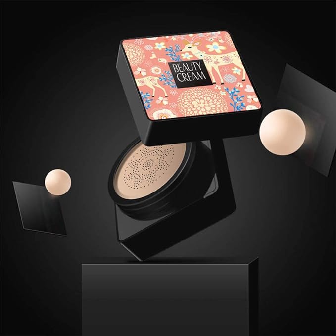 GL-Turelifes Mushroom Head Air Cushion Foundation CC Cream Water Feeling Flawless BB Cream Moisturizing Oil Control, Lightweight & Smoothing Natural Concealer (BlanchedAlmond)