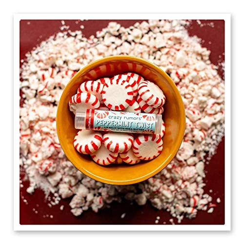 Crazy Rumors Peppermint Twist Lip Balm. 100% Natural, Vegan, Plant-Based, Made in USA (1-Pack)