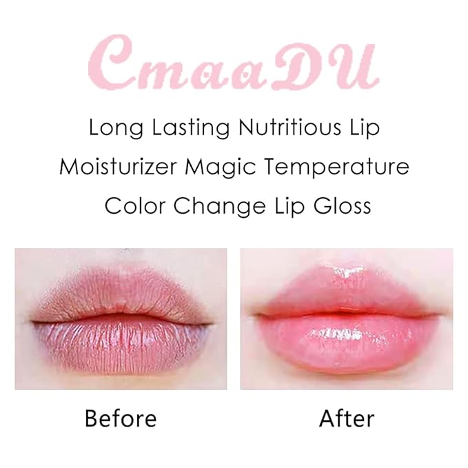 BINGBRUSH 2 Pcs Color Changing Lip Gloss Lip Oil Tinted, Pink Magic Mood Lipstick,Temperature Color Change Lip Stain Lip Balm, Longlasting Lips Will Not Dry Out