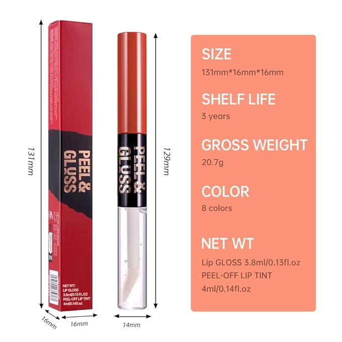 3Pcs Peel Off Lip Gloss Tattoo and Lip Oil, Lip Stain Peel Off Masque - Peel Off Lip Tint ,Long Lasting Waterproof Transfer-proof Lip Mask Lip Gloss Peel Off Lip Liner,Stay Lip Makeup 01#+02#+04#