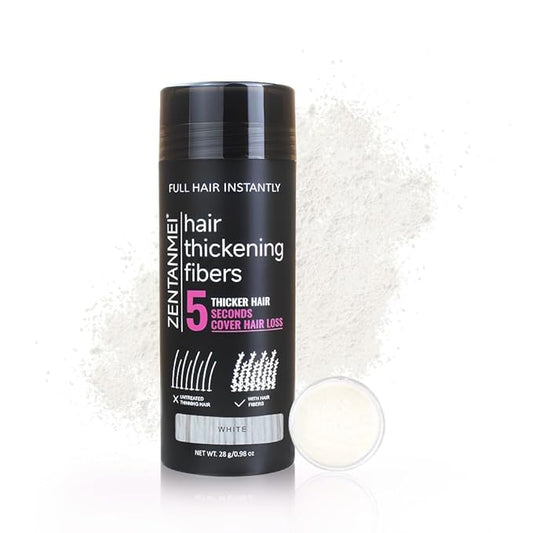 Hair Fibers for Thinning Hair for Women All-Natural Hair Building Fibers 0.98 Oz Hair Volume Powder Bald Spot Cover Up for Men & Women (White)