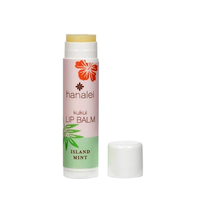 Hanalei Mint Lip Balm and Moisturizer - Natural Kukui Oil, Beeswax Lip Moisturizer - Hydrates, Soothes Dry, Chapped Lips - Made in USA - Island Mint Flavor
