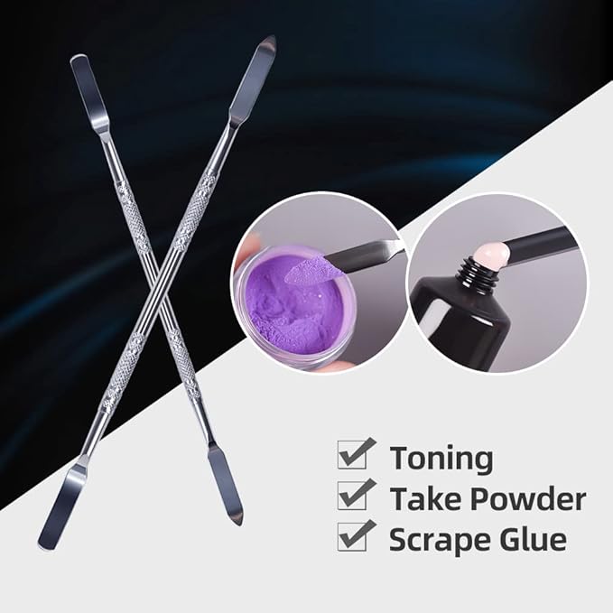 7.2 inches Pro Stainless Steel Make Up Spatula Double Sided Cosmetic Stirring Rod Nail Art Manicure Tools (size-2)