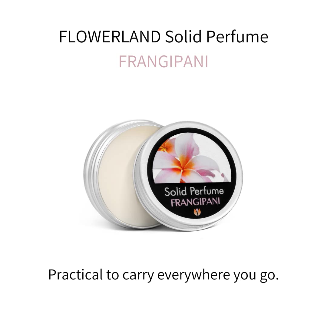 Flowerland Solid Perfume - Portable Pocket Balm Perfume Perfect for Travel Use - Natural Fragrance Parfum for Men and Women - Natural & Vegan - Frangipani (30ml)