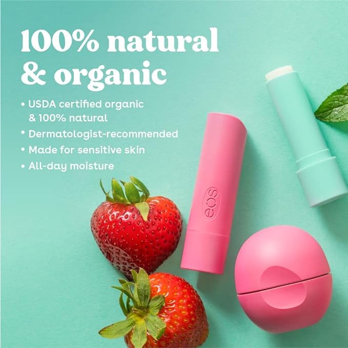 Eos Natural and Organic Lip Balm Stick, 8-pack