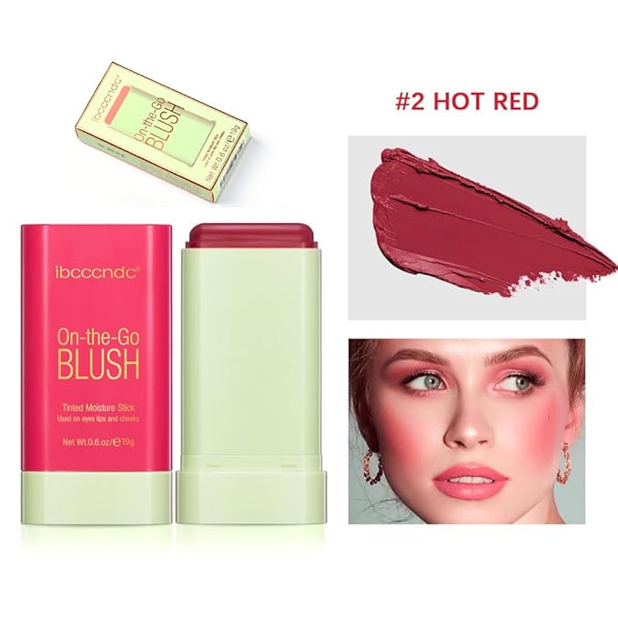 Blush Rare Beauty Liquid Blush Cream Blush Stick For Cheeks Natural Blendable Powder Blusher Stick On The Go Blush Brushes For Makeup Cheeks,Natural Waterproof, Long Lasting (red)
