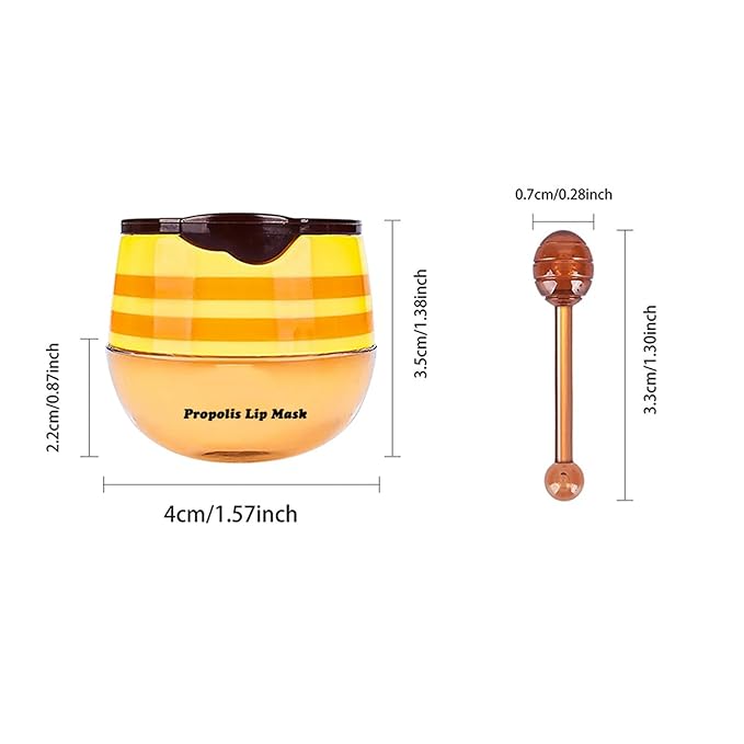 3Pcs Honey Lip Balm Honey Pot, Strawberry& Apple Lime Lip Mask Overnight Propolis Moisturizing Lip Balm Hydrating Prevention Dry and Crack Lip Scrubs Exfoliator, Beeswax with Vitamin E