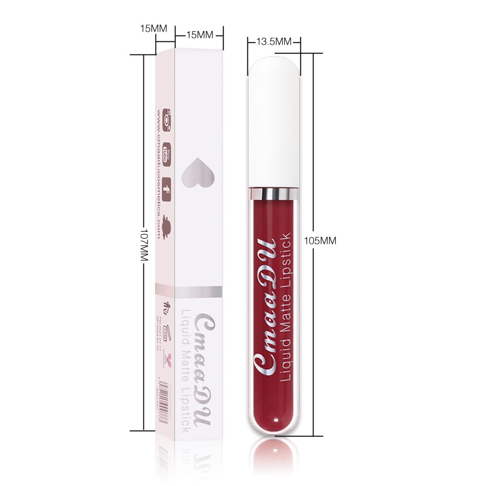 evpct 1Pcs Plum Red Liquid Matte Lipstick Lipgloss Set for Women, labiales mate 24 horas originales matte larga duracion 24 Hour Lipstick Lip Stains Long Lasting Waterproof 24, 06#