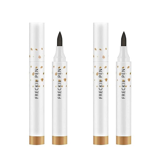 2 Pcs Freckle Pen Set, Natural Lifelike Fake Freckles Makeup Pen Magic Brown Color Freckles Makeup Tool Long-Lasting Waterproof Dot Spot Pen for Effortless Sunkissed Makeup (Light Brown)