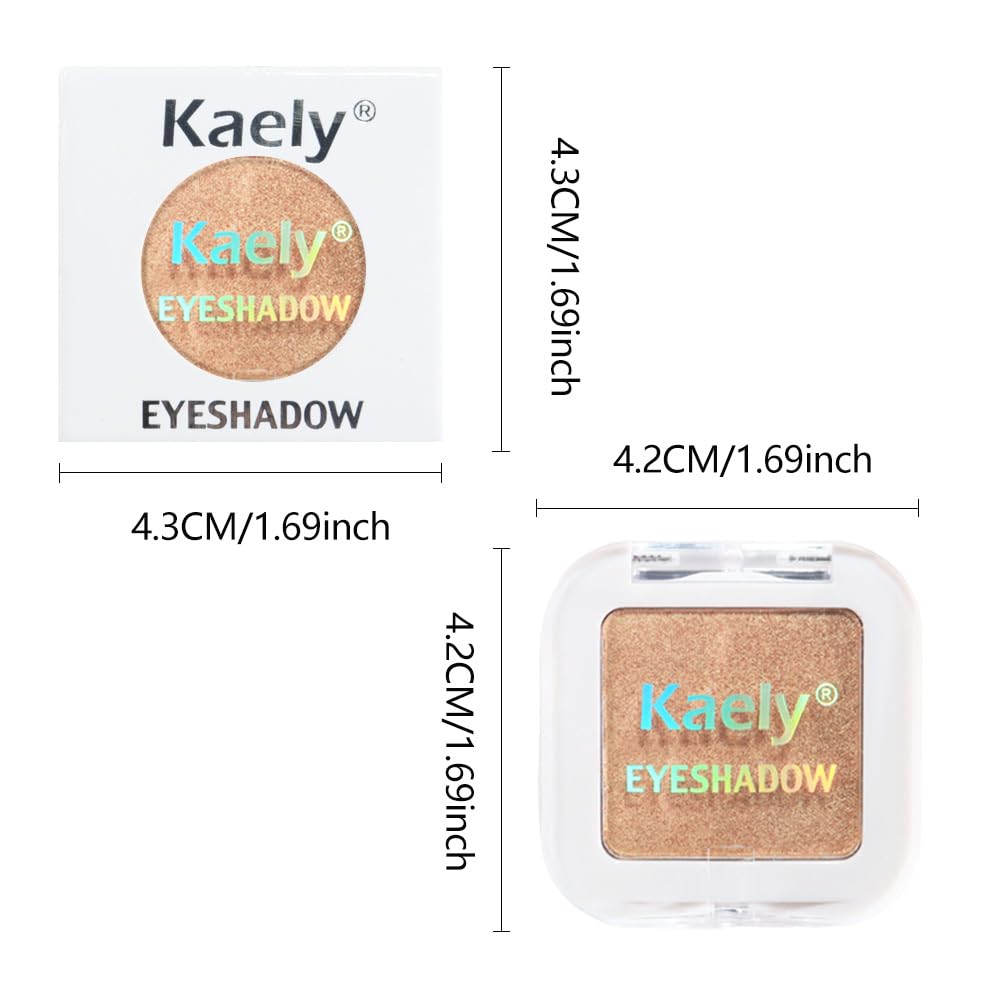 Kaely Pressed Single Eyeshadow Makeup, Golden Shimmer Highly Pigmented Monochrome Eye Shadow Palette, Waterproof Neutral Powder Mini Eyeshadow, sombras para ojos, Lightweight Blendable, 06