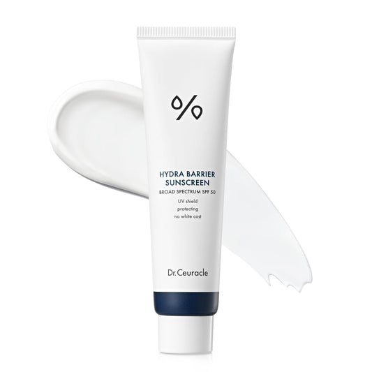 Dr.Ceuracle Hydra Barrier Mineral Sunscreen Broad Spectrum SPF 50 - Korean Sunscreen with Zinc Oxide and Hyaluronic Acid, Dewy Glow (50 ml / 1.69 fl. oz.)
