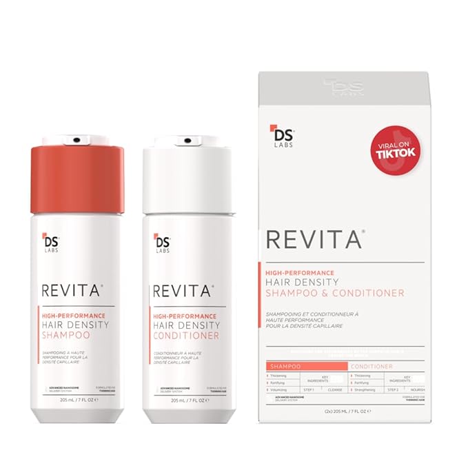 DS Labs Revita Shampoo and Conditioner – High-Performance Hair Density Shampoo & Conditioner, Volumizing & Thickening, Fuller, Healthier-Looking Hair, Sulfate & Silicone Free, For Men & Women, 205mL