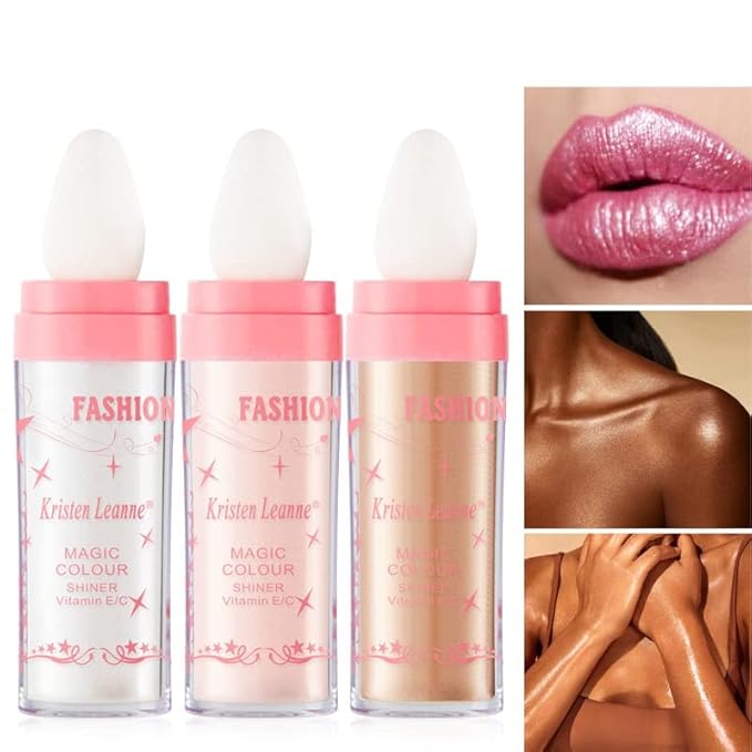 2 Pack Glitter Powder Highlighter Makeup, Body Brightens the Natural Three-Dimensional Face Blusher Patting Powder Highlighter. (01# White moonbeam)