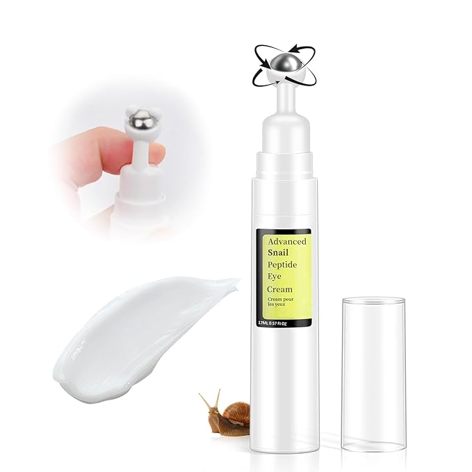 Advanced Snail Peptide Eye Cream for Dark Circles & Puffiness, Snail Mucin Eye Cream with Niacinamide Reduce Wrinkles & Fine Lines, 1 Pcs Under Eye Roller Cream for Moisturizing.