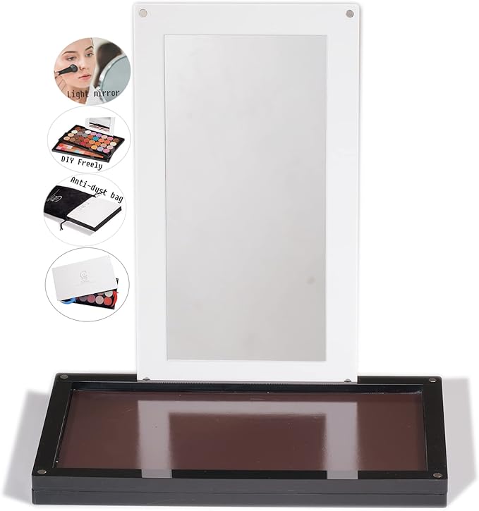 Arcylic Empty Magnetic Eyeshadow Palette Makeup Palette with Mirror stackable Makeup magnetic palette empty 2 layers overlap (dABL2) with a bag of metal sticker