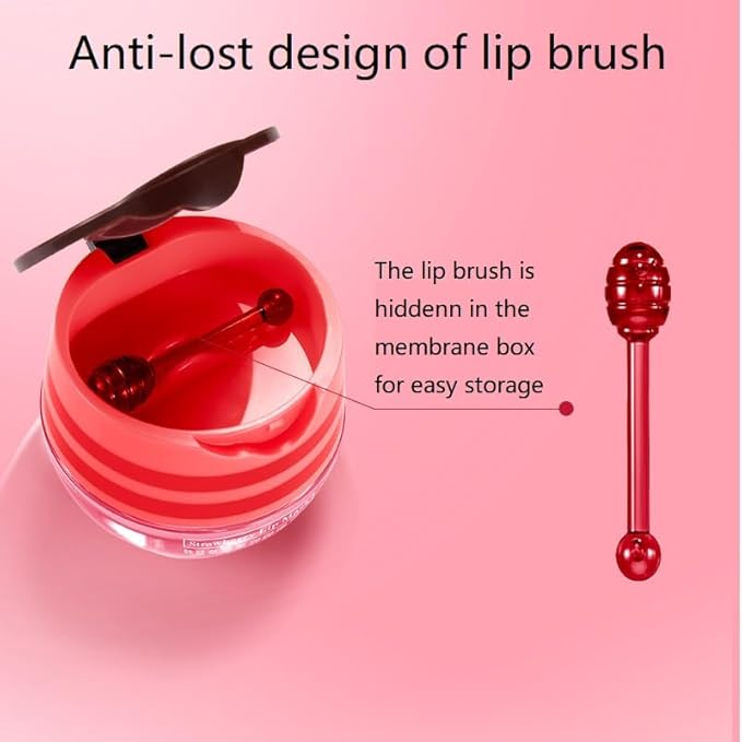 2 Pcs Lip Balm Honey Pot, Honey & Strawberry Moisturizing Lip Mask Reduces Lip Lines and Exfoliator, Prevention Dry & Cracked Lip. (Honey & Strawberry)