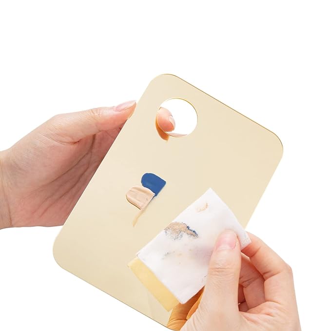 1 Pc Acrylic Cosmetic Makeup Palette Tray Foundation Spatula Makeup Mixing Palette Apply for Foundation Eye Shadow Lipsticks Nail Art Beauty Salon (Yellow)