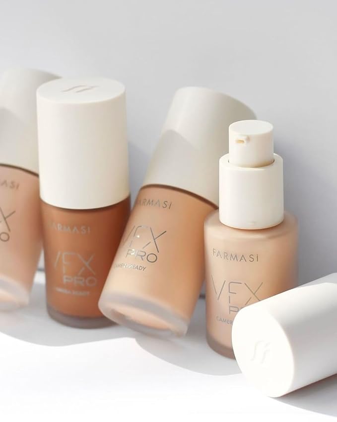 FARMASi Vfx Pro Foundation, Full Coverage Liquid Cream, Lightweight Long Lasting Coverage, Breathable Skin Moisturizer with Color True Matte Blending, Face Makeup, 1 fl. oz / 30 ml - Neutral Medium 15