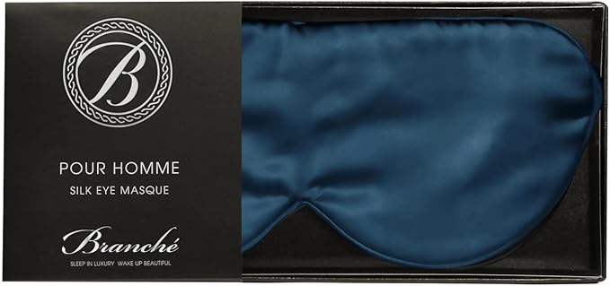 Branche Beauty Silk Eye Mask Pour Homme - Stylish 100% 6A Silk 22 Momme Sleep Mask, Eye Cover, Shade Blindfold Sleeping Mask for Luxury Sleep for Men Gifts for Him (Sapphire)