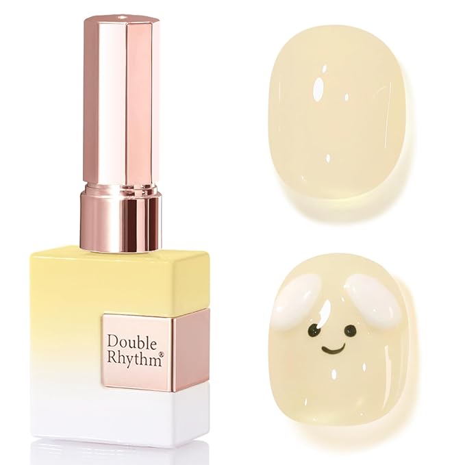 Double Rhythm 0.50 OZ Translucent Gel Polish Same Color Same Bottle Sheer Pastel Neutral Natural Milky 15 ML Jelly UV Nail Art DIY at Home (Yellow-A1625)