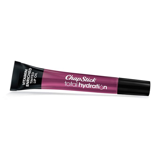ChapStick Total Hydration Vitamin Enriched Sheer Plum Tinted Lip Oil Tube, Lip Care - 0.24 Oz