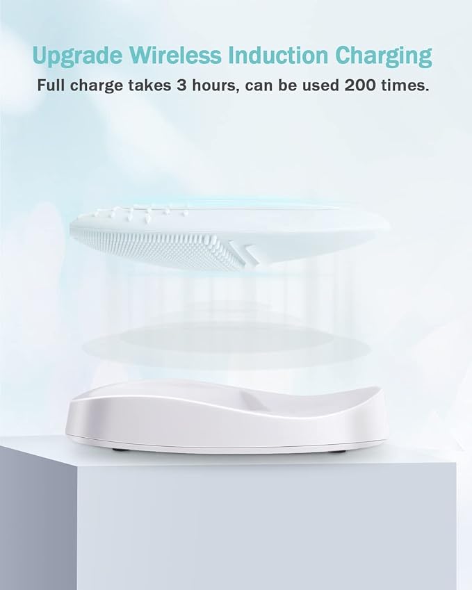 EZBASICS Facial Cleansing Brush Made with Ultra Hygienic Soft Silicone, Waterproof Sonic Vibrating Face Brush for Deep Cleansing, Gentle Massaging, Inductive Charging (Grey) 1 Pack+5 Speed Settings