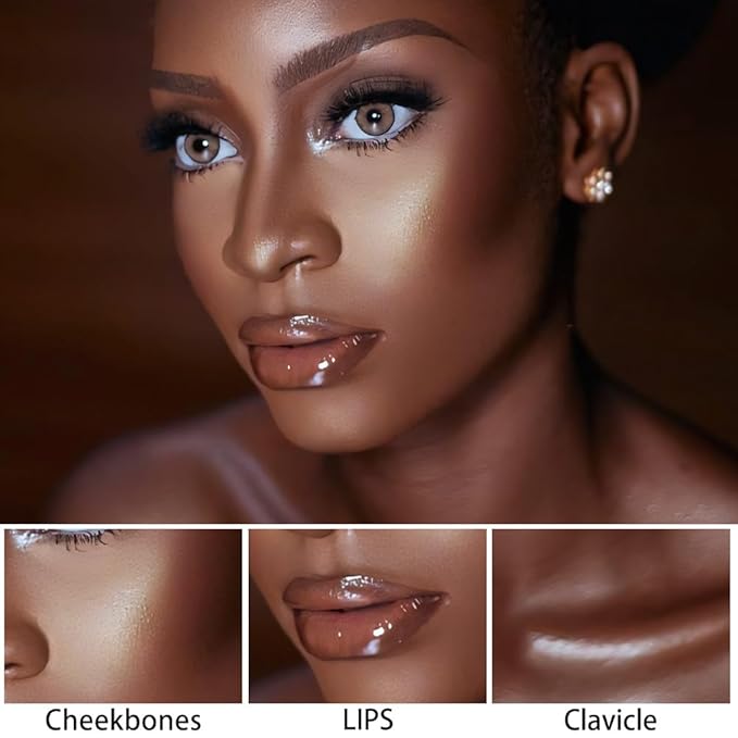 evpct 2Pcs Face Cream Makeup Highlighter Highlight Contour Stick Pearl White & Gold Glitter Contouring Highlighter Makeup Stick and Contour Illuminator Highly Piamented Long Lasting Skin Brighten 9+12