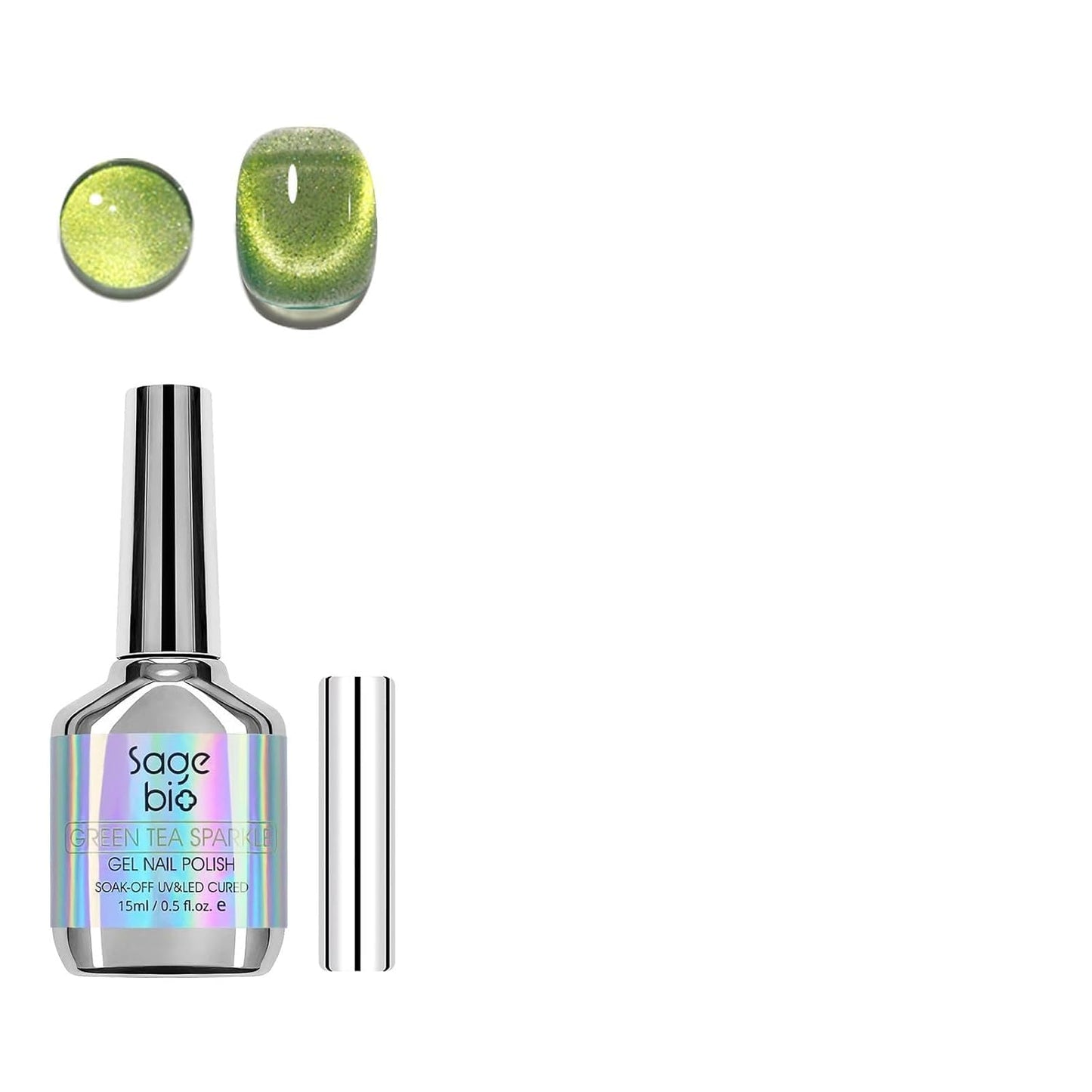 2PCS 15ml Cat Eye Gel Nail Polish, Glitter Holographic Nail Polish with Magnet Soak Off for DIY Manicure 18, Reflective Translucent UV Gel for Nail Art