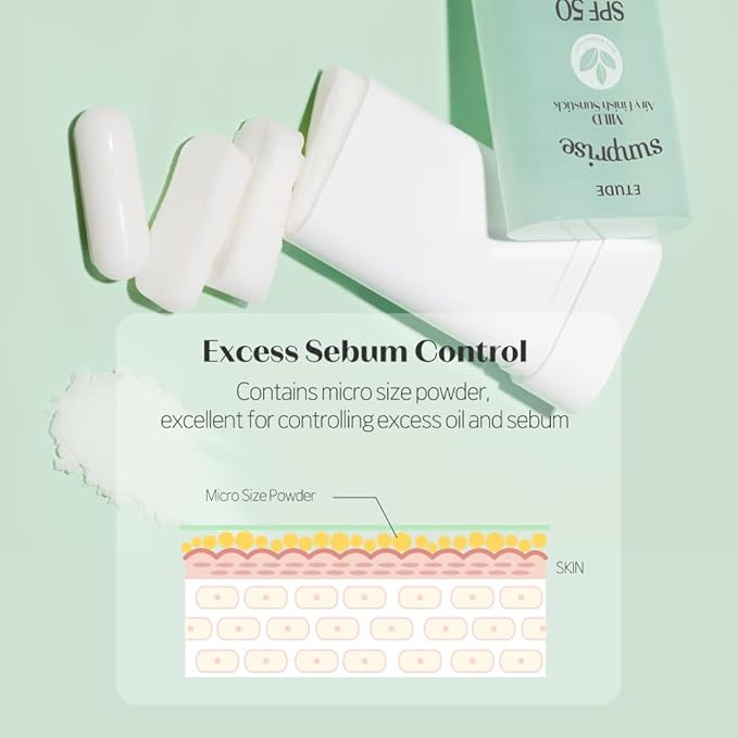 ETUDE Sunprise Mild Airy Finish Sunstick SPF50+ PA++++ Powdery sunscreen, Vegan, Non-Greasy, Sebum Control, Matte Finish, Sensitive Skin Friendly, 19g