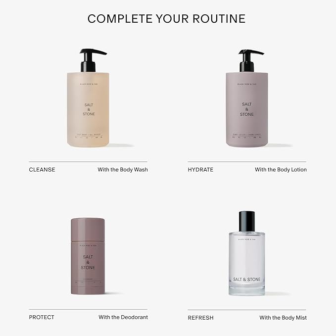 Salt & Stone Body Wash for Women & Men | Black Rose & Oud | Hydrating Gel Cleanser | Clean & Soften Skin | Made with Niacinamide & Hyaluronic Acid | Free From Parabens, Sulfates & Pthalates 15.2 fl oz