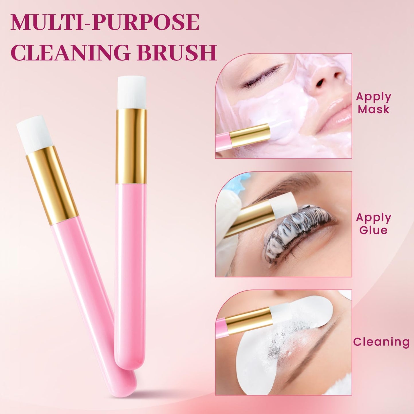 Buqikma Lash Shampoo Kit - Lash Cleaning for Eyelash Extension, 60Ml/2.11fl.Oz Eyelash with Lash Shampoo Brushes Gentle Lash Extension Cleanser for Professional Salon Use and Home Use (2 Pcs)