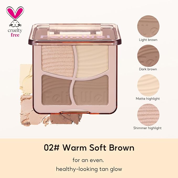 Highlight Contour Makeup Palette Effortless Blending Matte Shimmer Highlighter Palette and Bronzer Powder for Warm Toned Skin