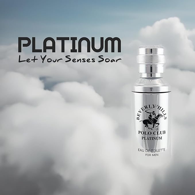 Beverly Hills Polo Club Cologne for Men Bonus Pack Designer Eau De Toilettes 3.4oz + 0.5oz 2 count (Platinum)