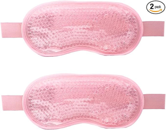 Gel Gel Eye Mask, Cooling Eye Mask Reusable Eye Ice Pack Under Eye Patches, Eye Hot Cold Treatment Pack for Redness, Pain Relief and Eye Relax (Pink - 2count)
