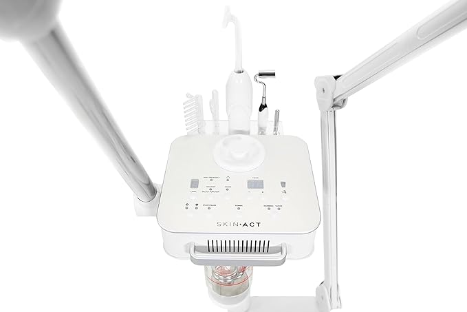Facial Ozone Steamer 4 in 1 with Magnifying LED Light, High Frequency and Galvanic Aroma Therapy by SKINACT
