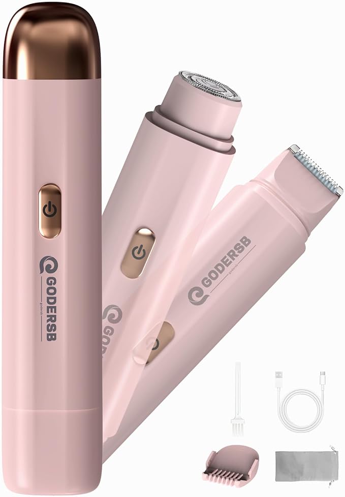 Bikini Trimmer for Women, Waterproof Electric Bikini Shaver Cordless Recharge Razors for Women for Leg Bikini Area Face Armpit & Body Trimming, Ideal Gifts for Ladies - Pink