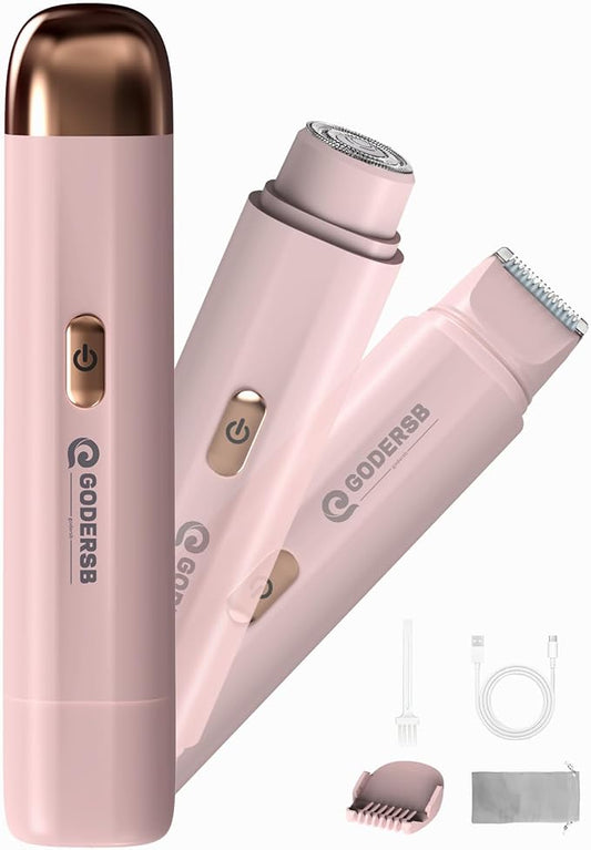 Bikini Trimmer for Women, Waterproof Electric Bikini Shaver Cordless Recharge Razors for Women for Leg Bikini Area Face Armpit & Body Trimming, Ideal Gifts for Ladies - Pink
